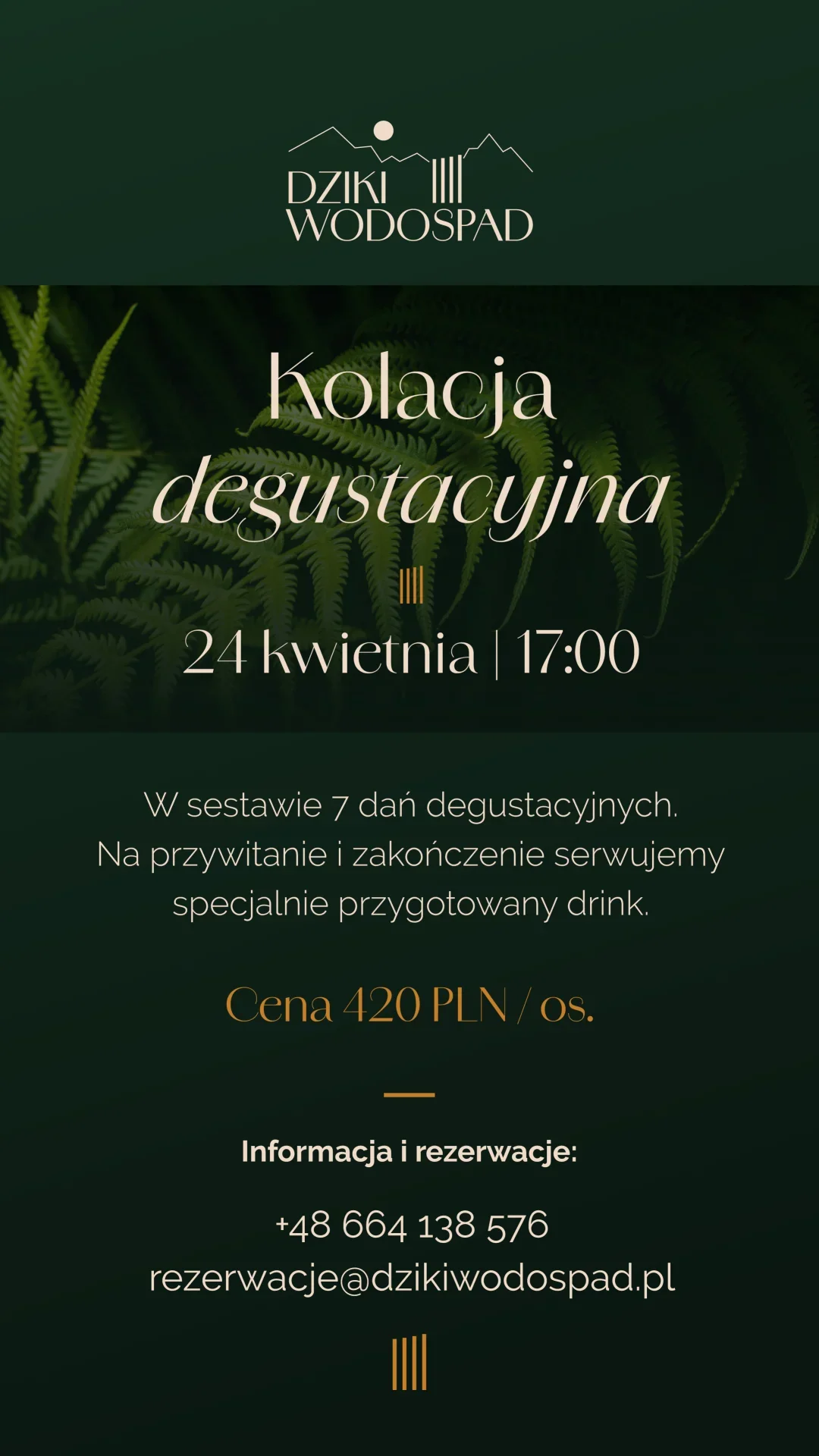 Dziki Wodospad - Kolacja Degustacyjna 24 kwietnia 2026